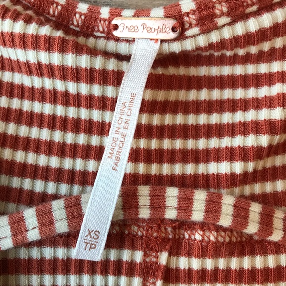 Free People Striped Ribbed Cut Out Short Sleeve T-Shiet - Picture 6 of 7